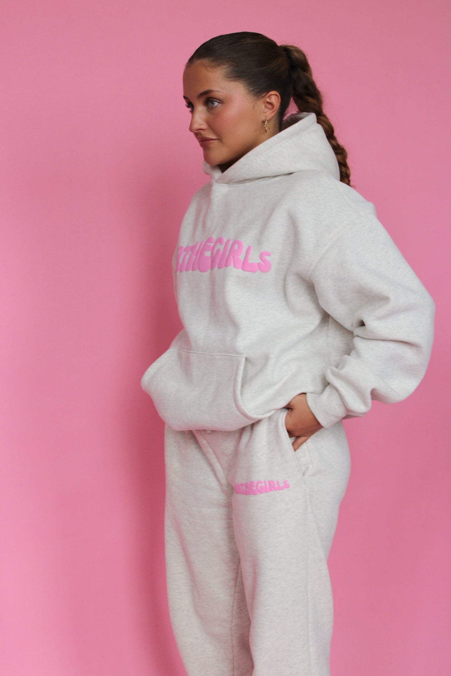 FTG HOODIE// GREY+PINK