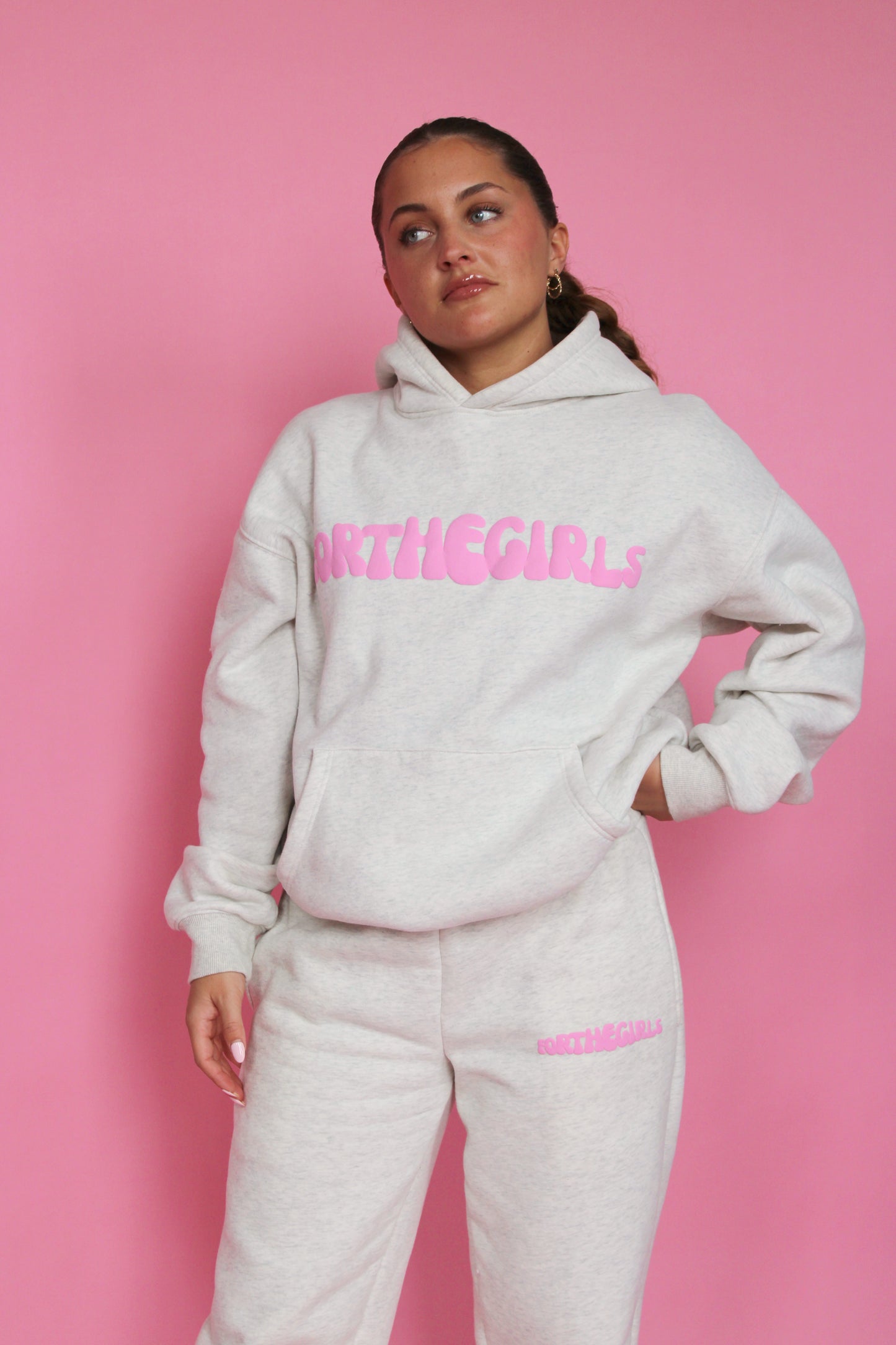 FTG HOODIE// GREY+PINK